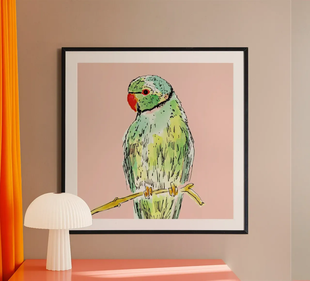 Parrot poster con telaio in alluminio da Farina Kuklinski