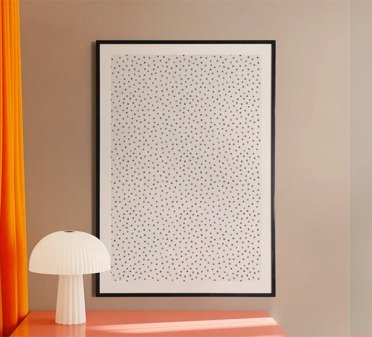 Grey Watercolor Dots poster con telaio in plastica da Kind of Style