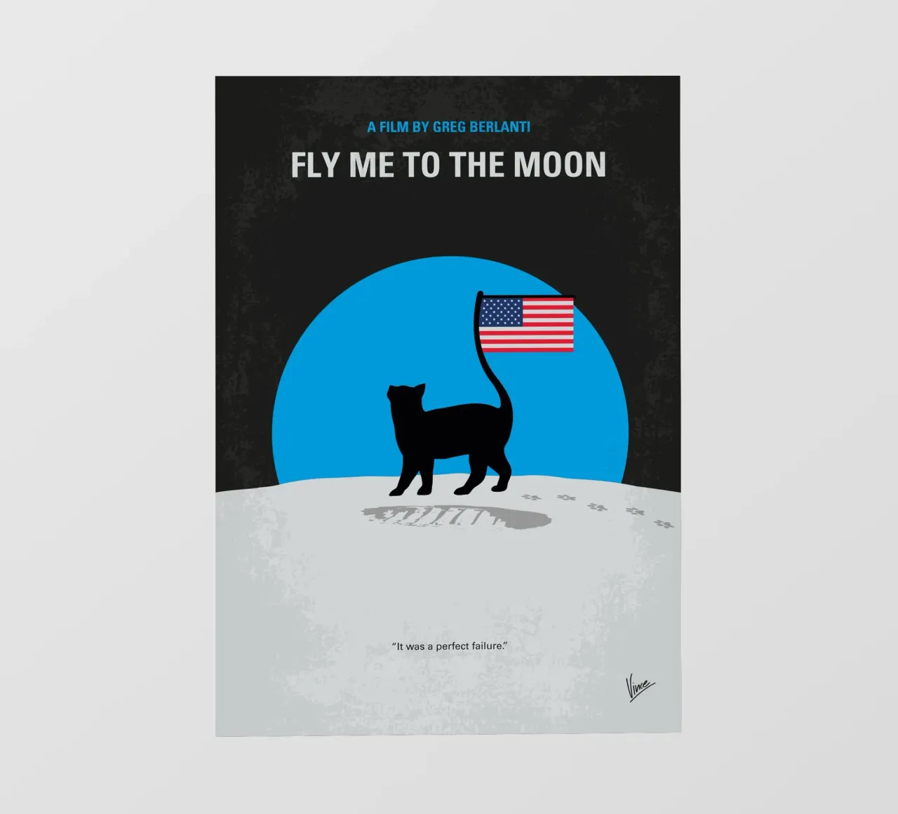 No1459 My Fly me to the moon minimal movie poster pellicola backlit da Chungkong