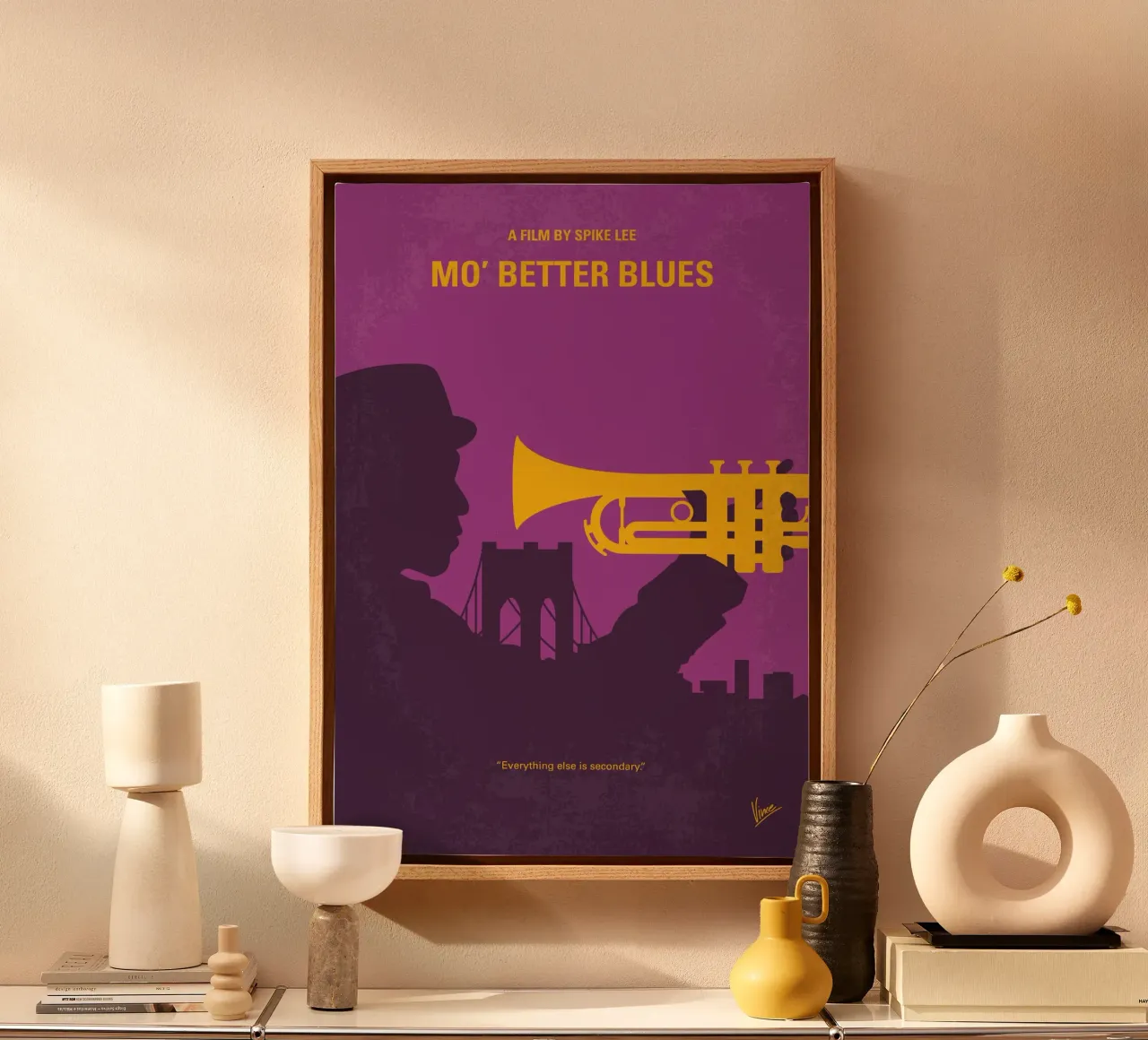 No1467 My Mo Better Blues minimal movie poster tela con Cornice a cassetta da Chungkong