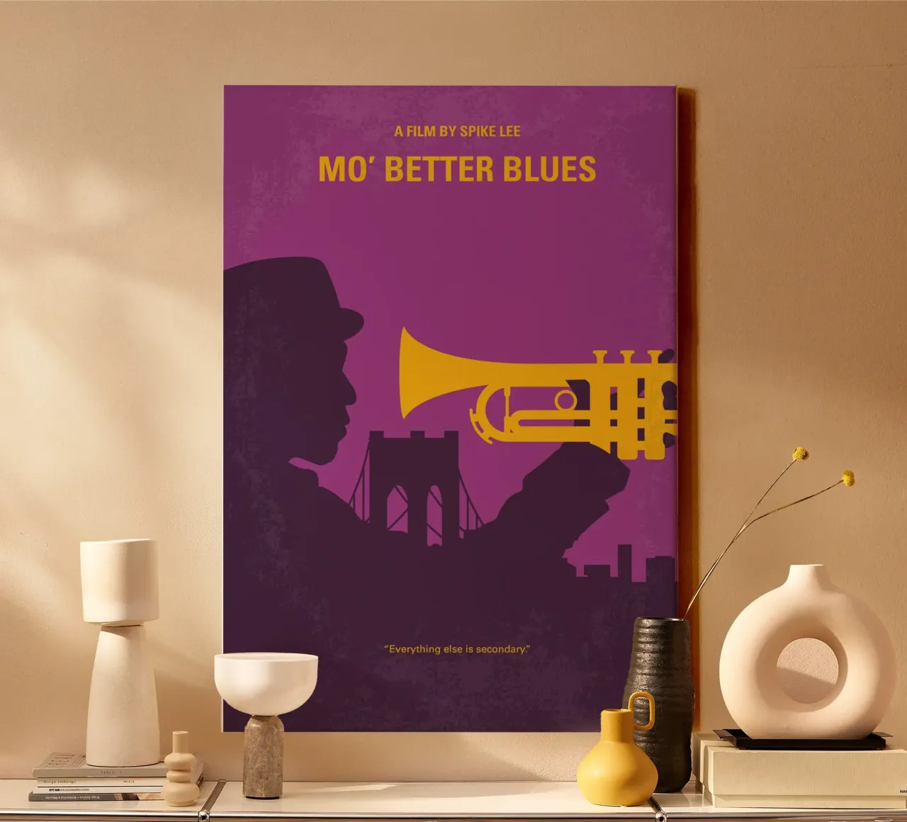 No1467 My Mo Better Blues minimal movie poster tela con Cornice a cassetta da Chungkong