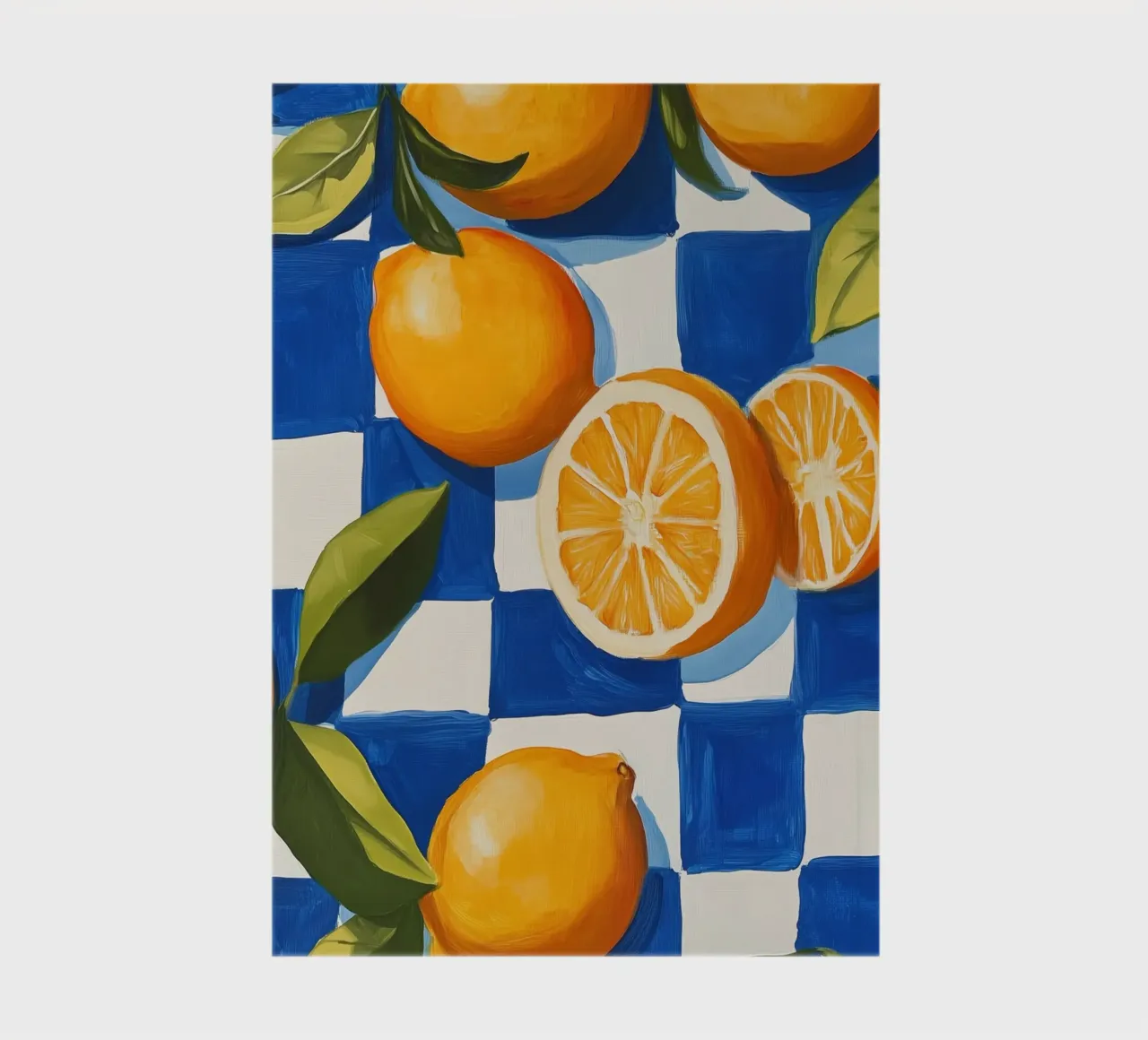 Citrus Harmony on Checkered Canvas notebook by Melloi Art Print