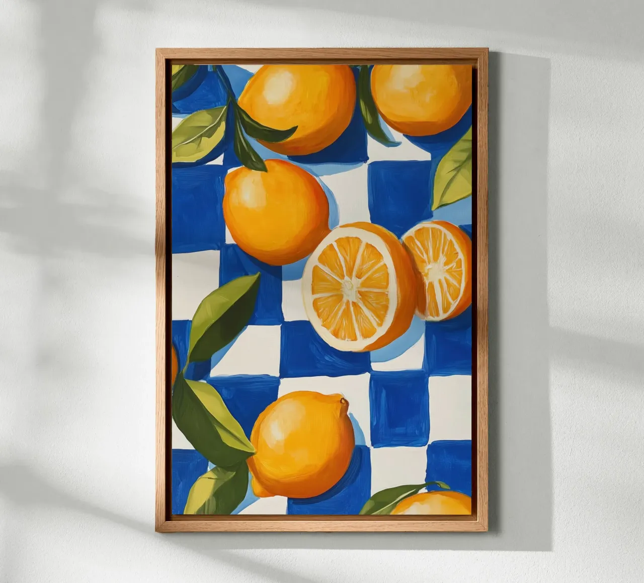 Citrus Harmony on Checkered Canvas alu-dibond by Melloi Art Print