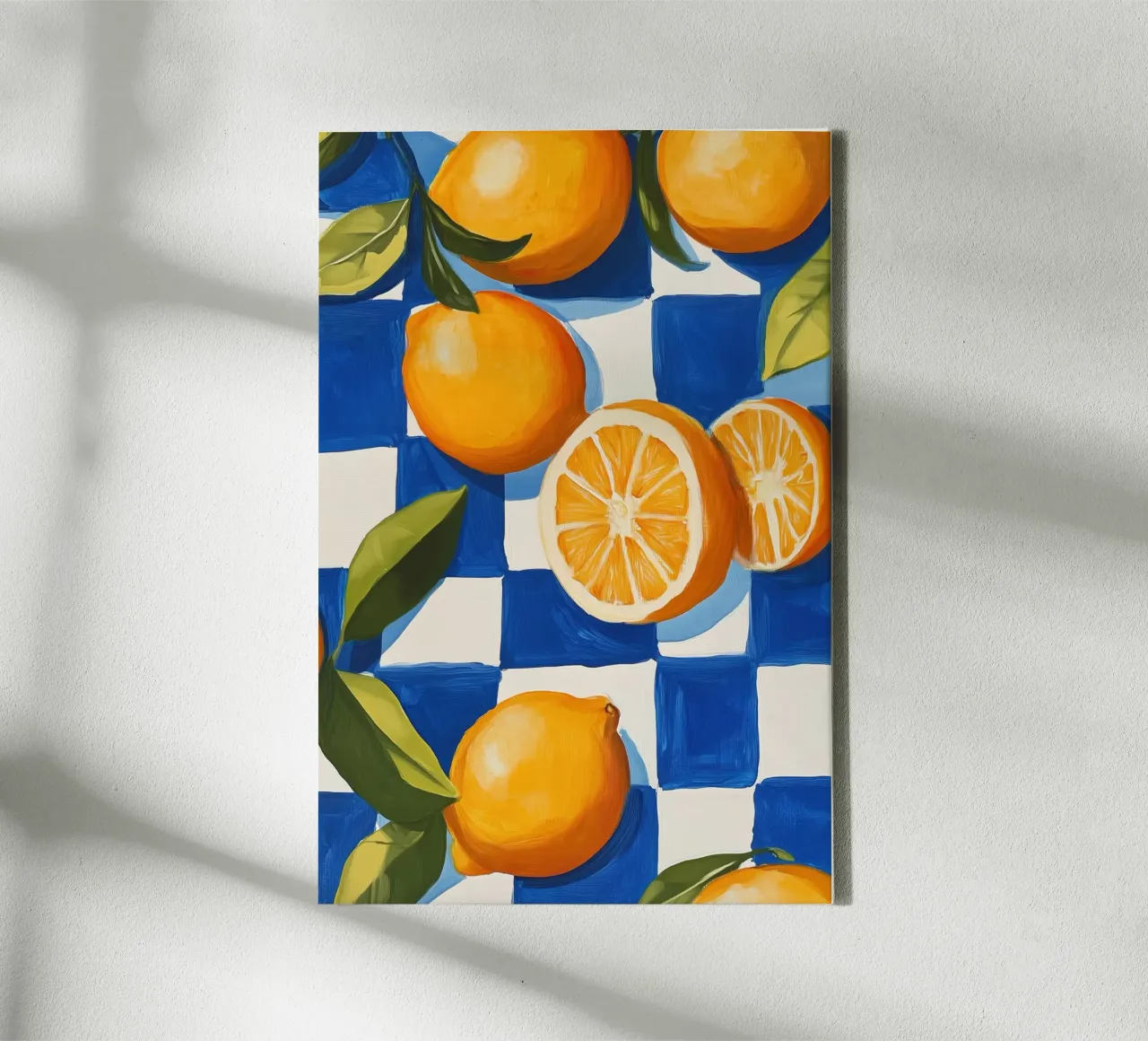 Citrus Harmony on Checkered Canvas canvas by Melloi Art Print