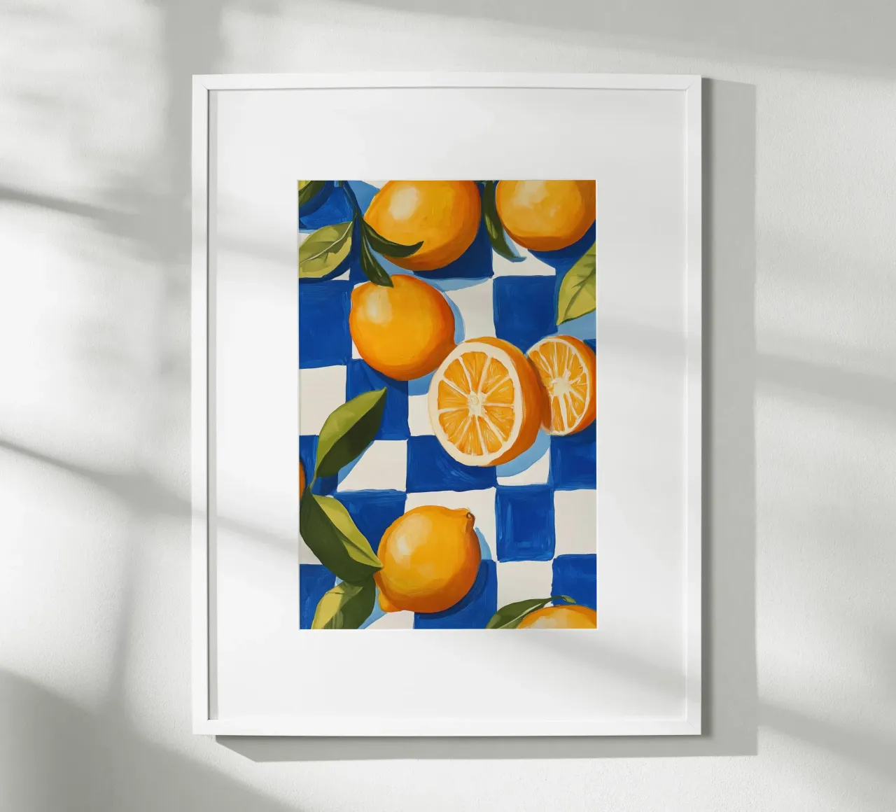 Citrus Harmony on Checkered Canvas hahnemühle by Melloi Art Print