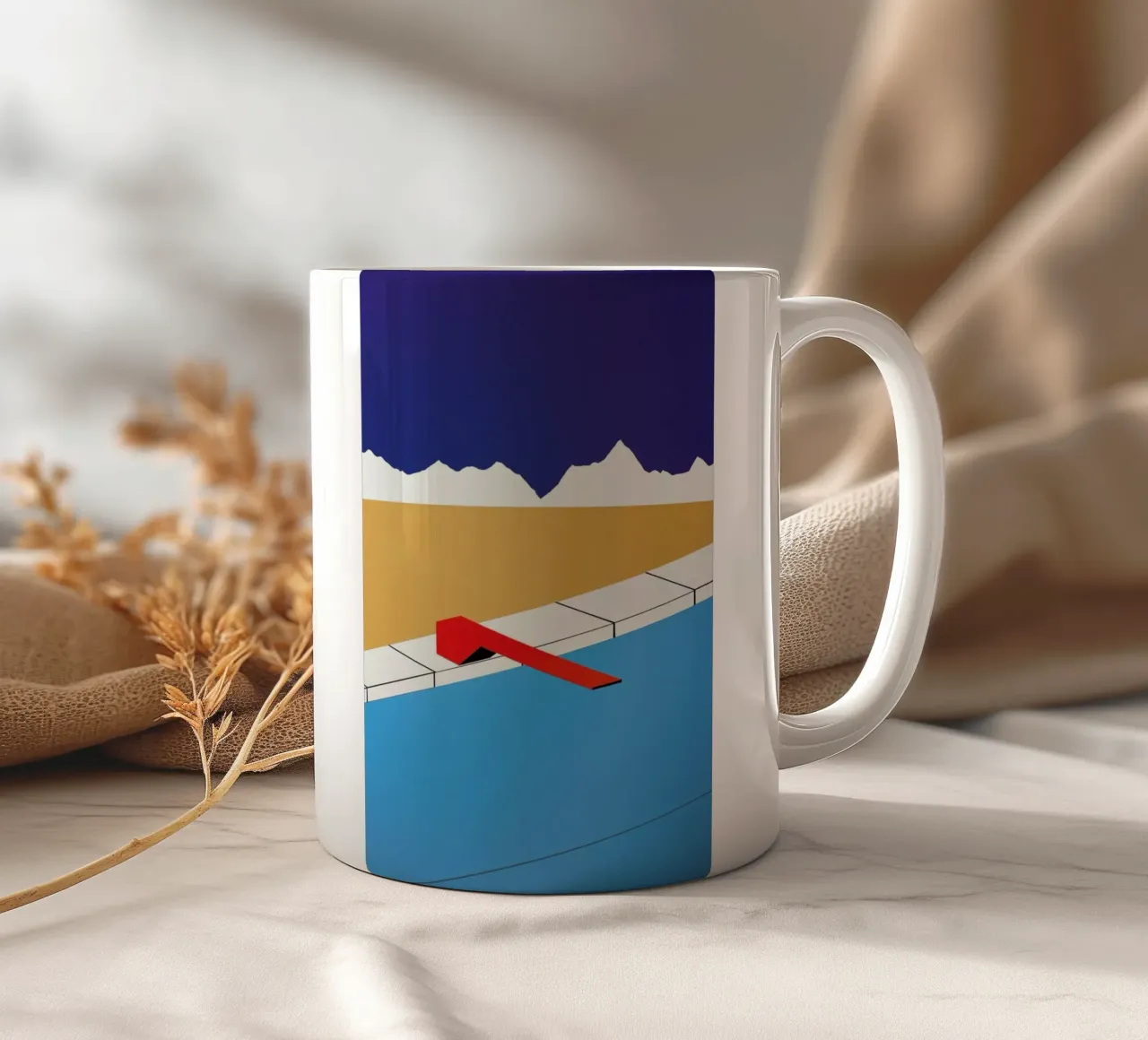 Desert Pool with Red Diving Board tazza in ceramica da Rosi Feist