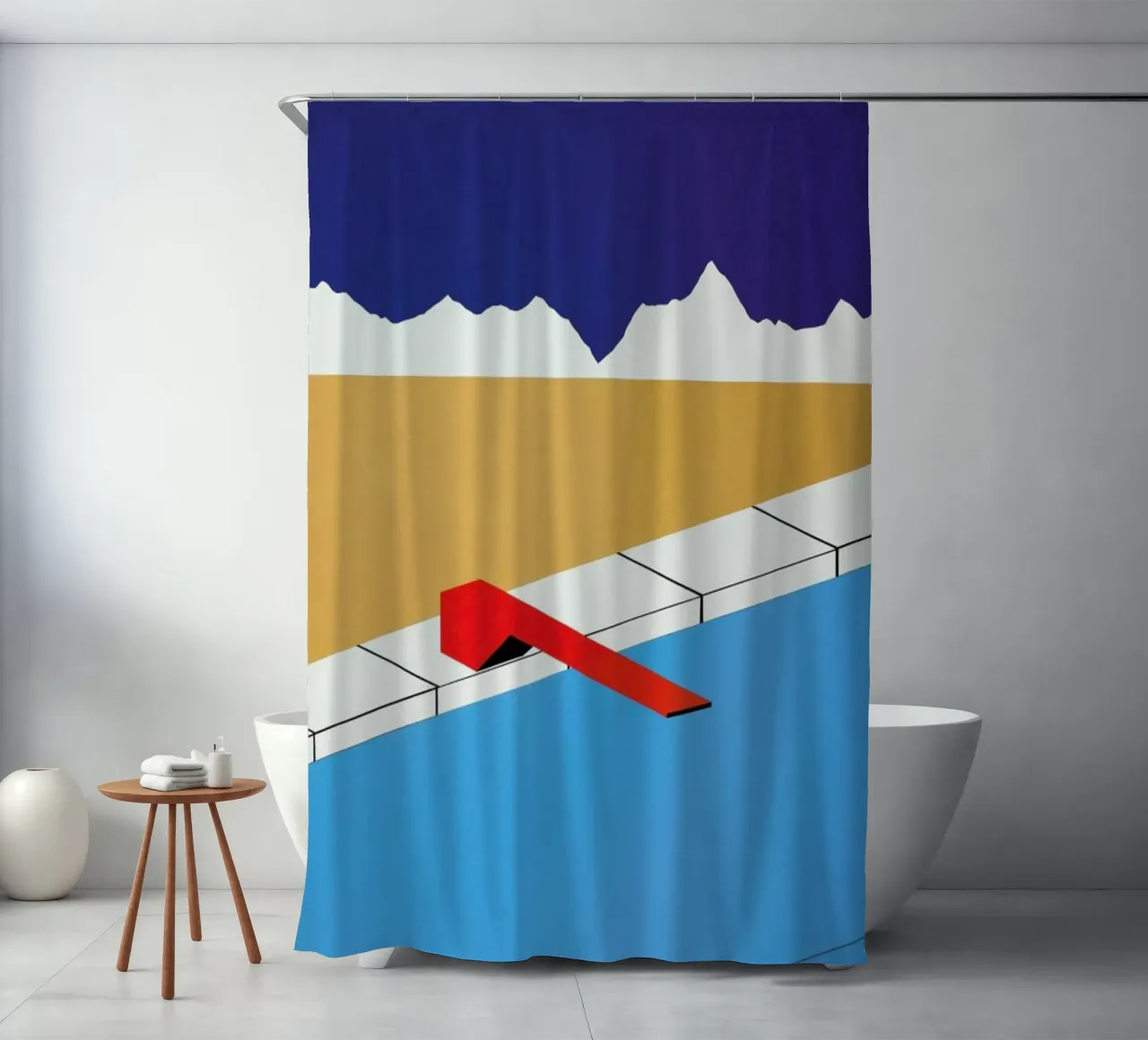 Desert Pool with Red Diving Board tenda da doccia da Rosi Feist