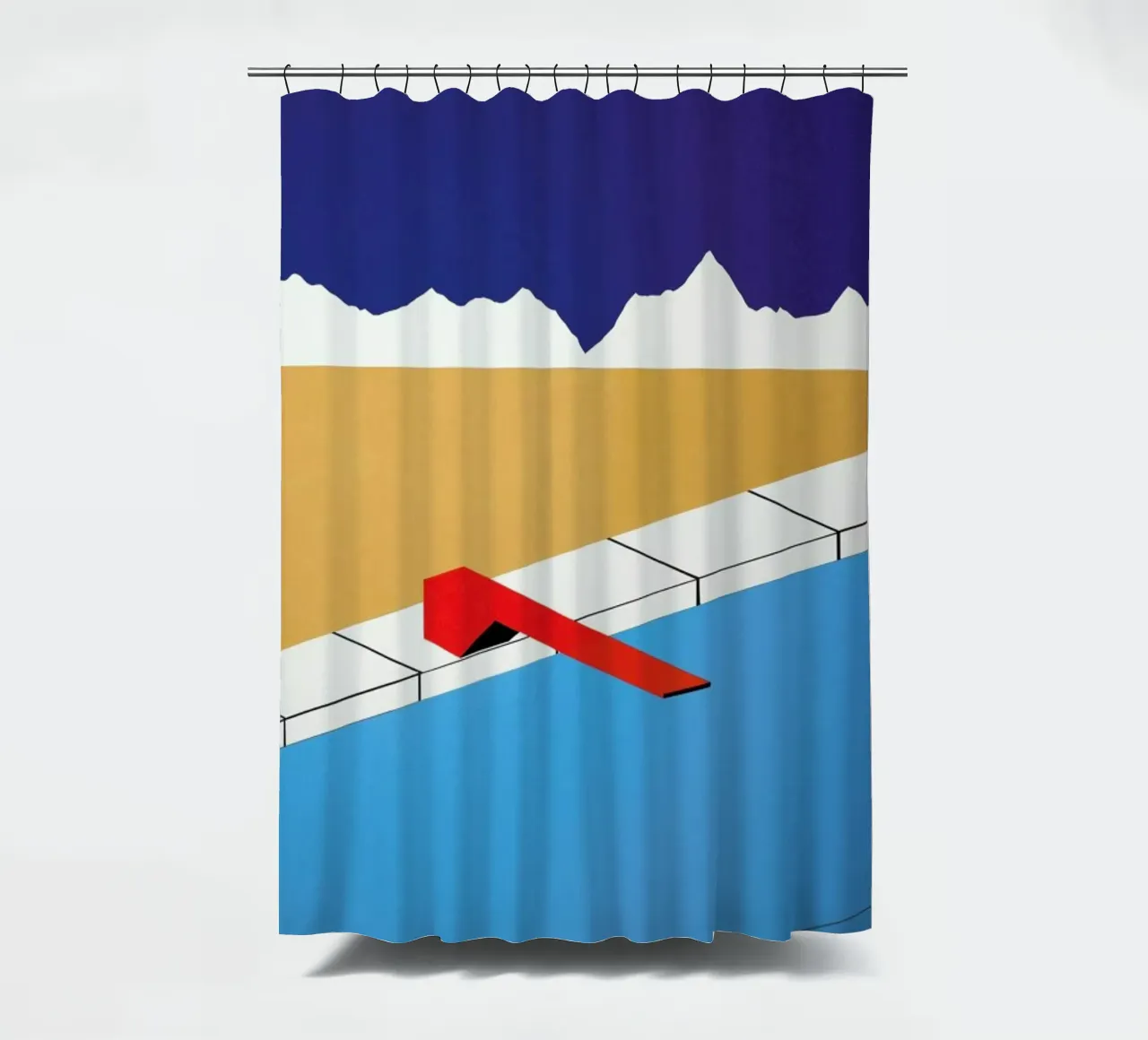 Desert Pool with Red Diving Board tenda da doccia da Rosi Feist