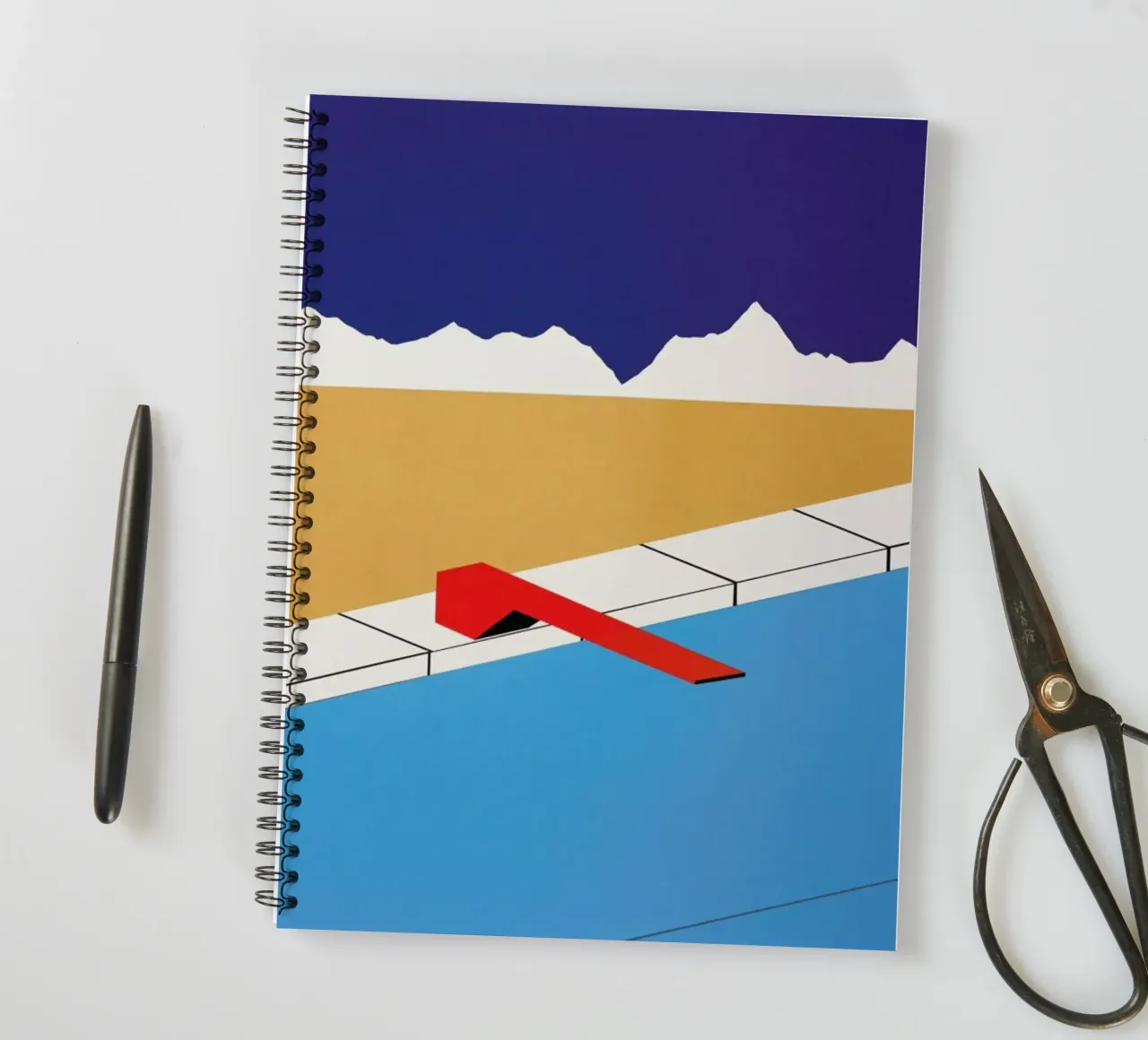 Desert Pool with Red Diving Board spiral notebook by Rosi Feist