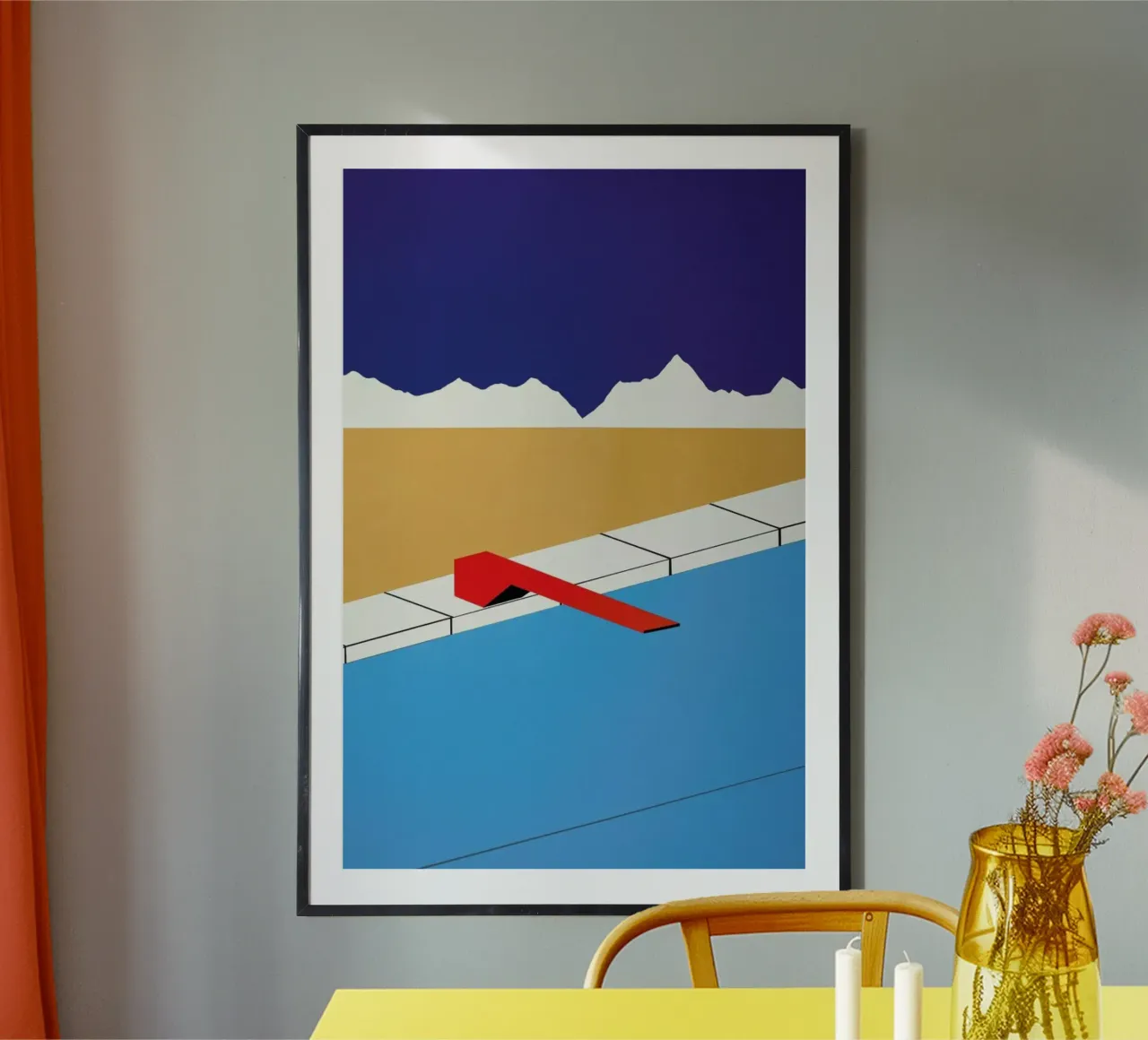 Desert Pool with Red Diving Board carta hahnemühle da Rosi Feist