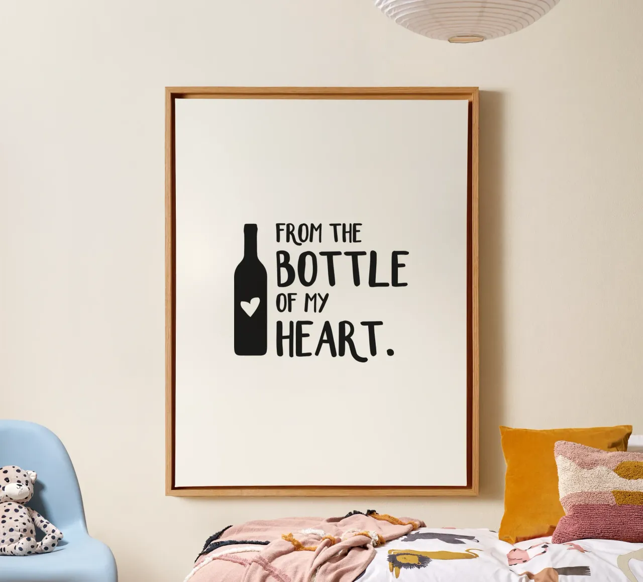 From the bottle of my heart canvas with Floater frame by Constanze Art Direction