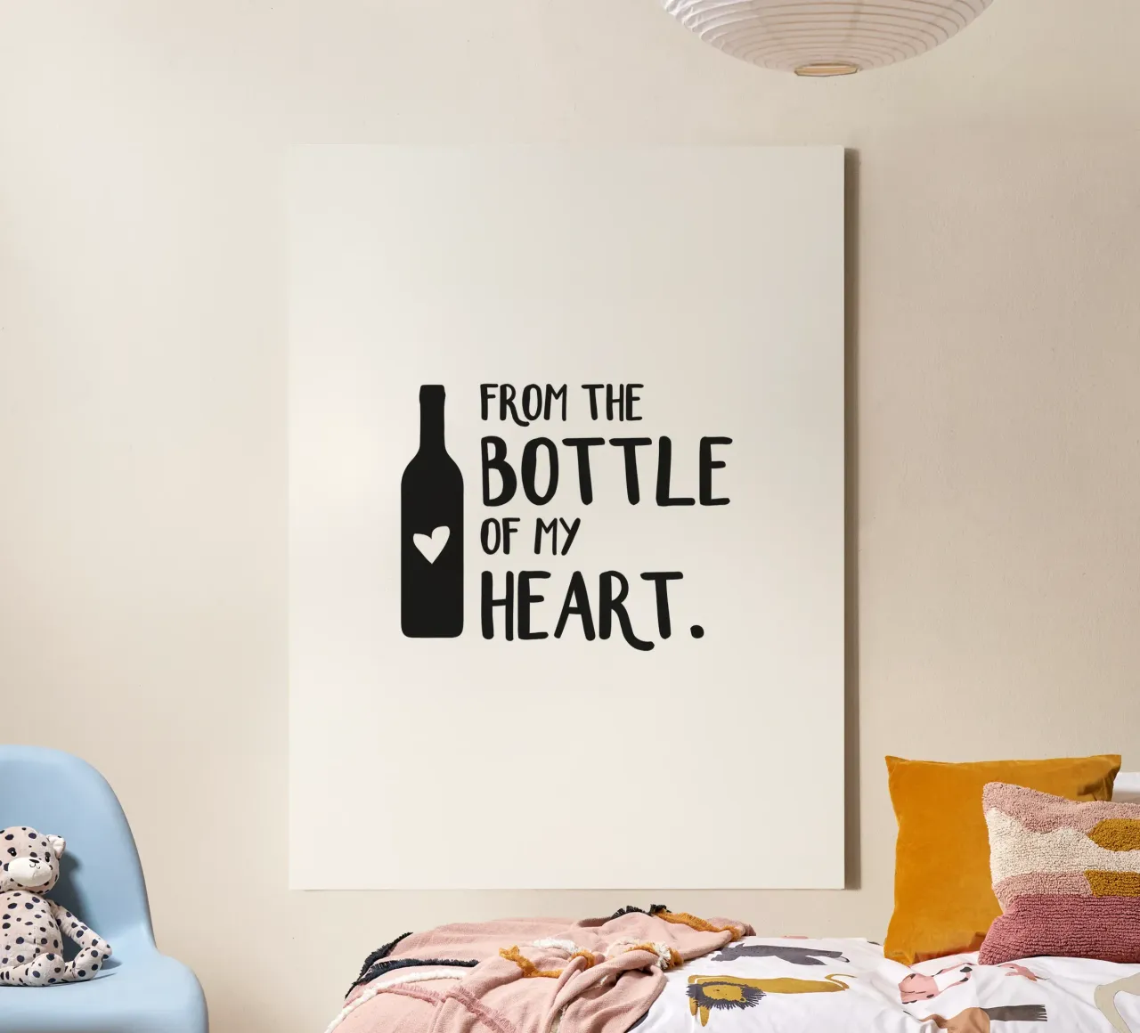 From the bottle of my heart canvas with Floater frame by Constanze Art Direction