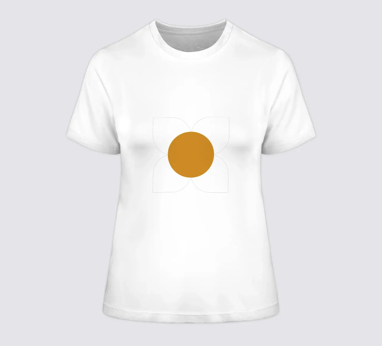 Golden Bloom Retro - Floral géométrique du milieu du siècle t-shirt ajusté pour femmes de susanacosta