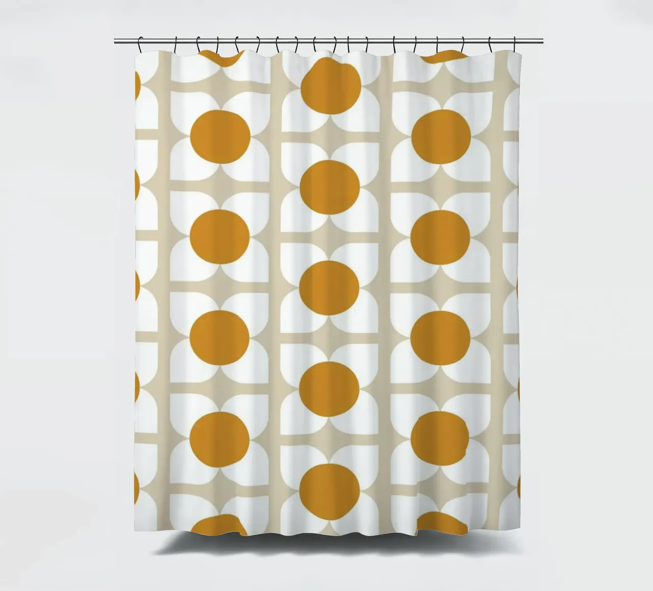 Golden Bloom Retro - Geometrico floreale di metà secolo tenda da doccia da susanacosta