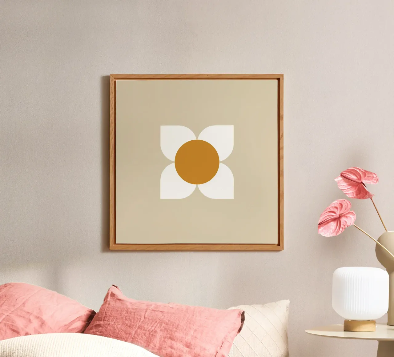 Golden Bloom Retro - Geometrico floreale di metà secolo alluminio dibond da susanacosta