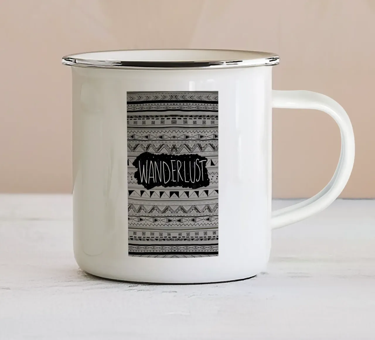 Wanderlust enamel mug by Vasare Nar