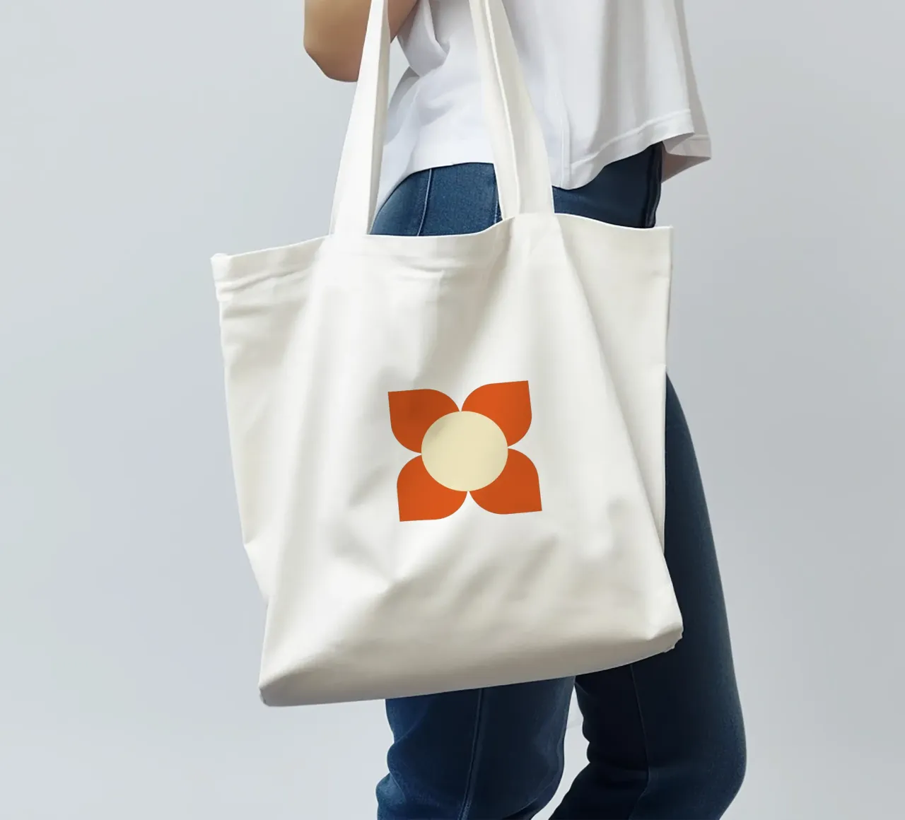 Retro Bloom Harmony - Floreale geometrico di metà secolo borsa in juta da susanacosta