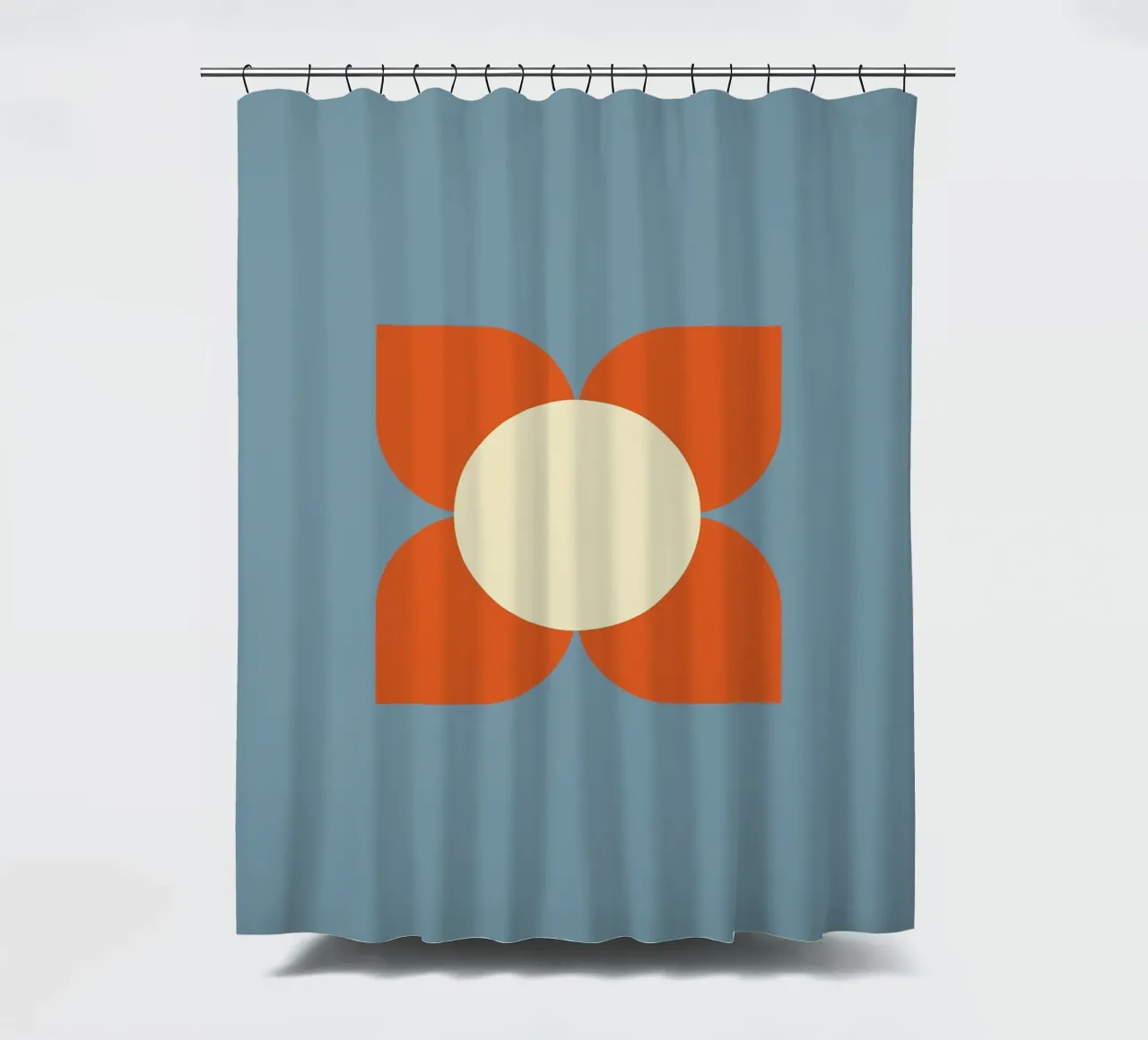 Retro Bloom Harmony - Floreale geometrico di metà secolo tenda da doccia da susanacosta