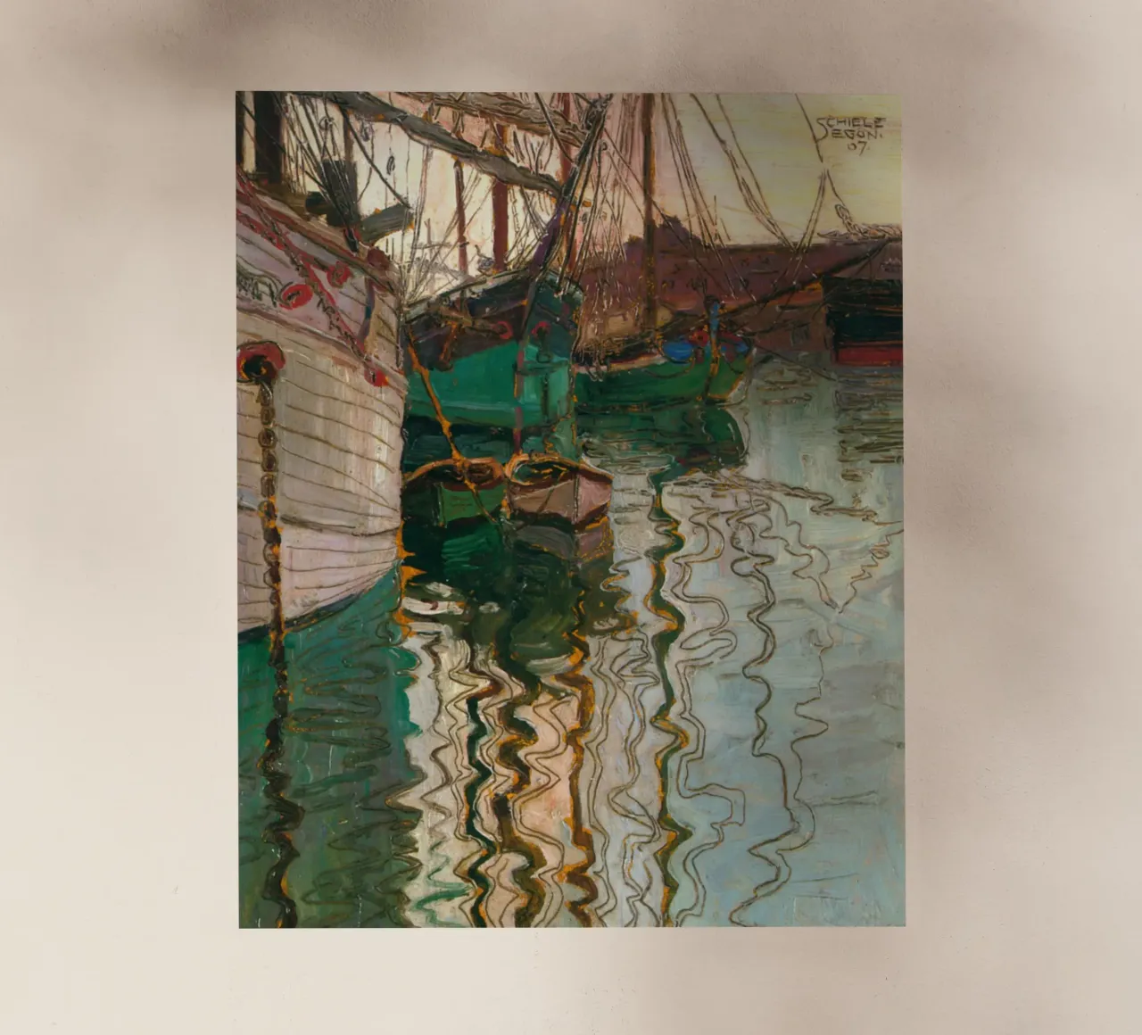 Egon Schiele - Il porto di Trieste pellicola backlit da Timeless Artworks