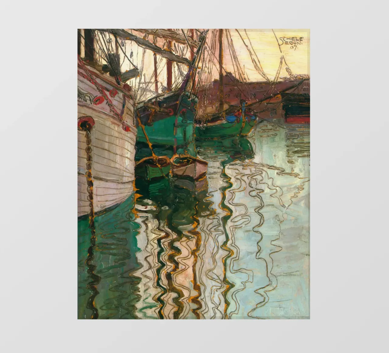 Egon Schiele - Il porto di Trieste pellicola backlit da Timeless Artworks