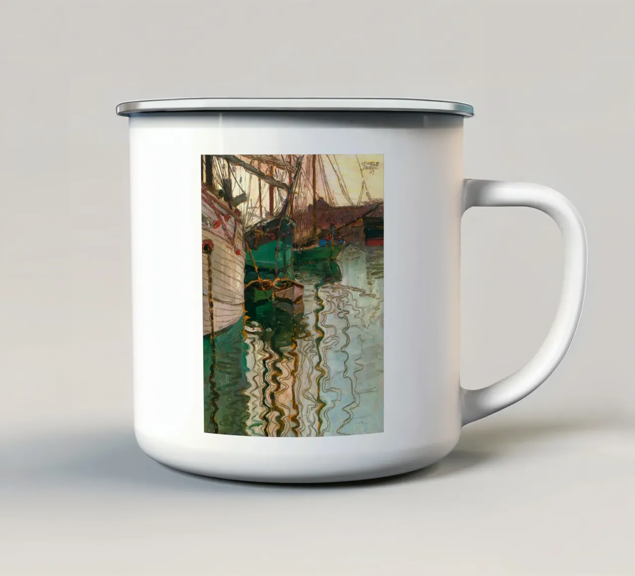 Egon Schiele - De haven in Triëst emaille mok van Timeless Artworks