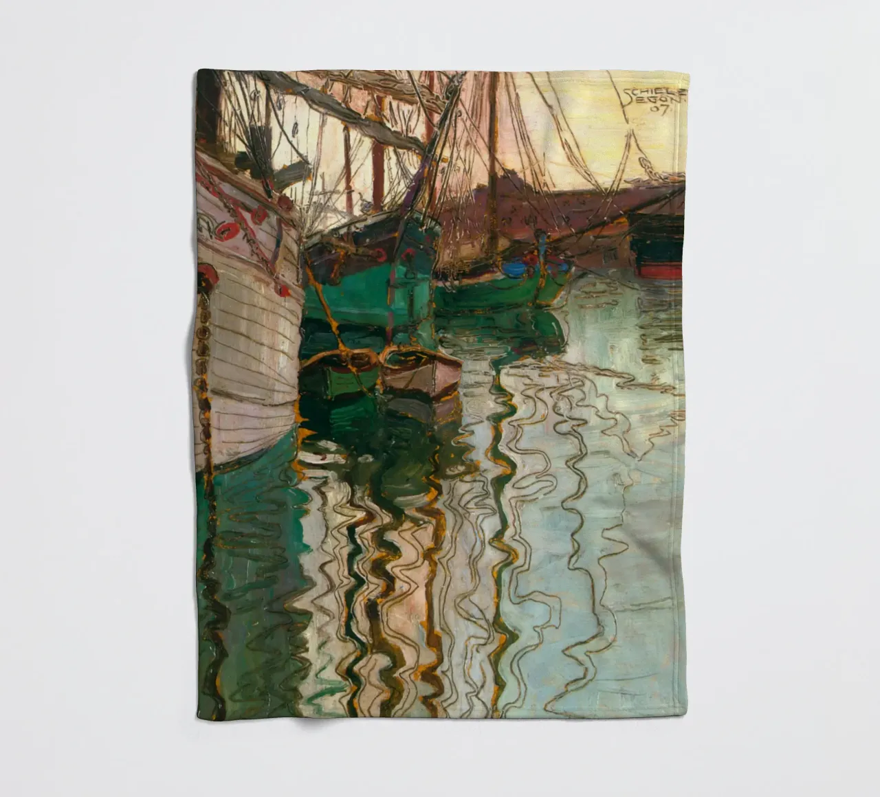 Egon Schiele - Il porto di Trieste coperta in pile da Timeless Artworks