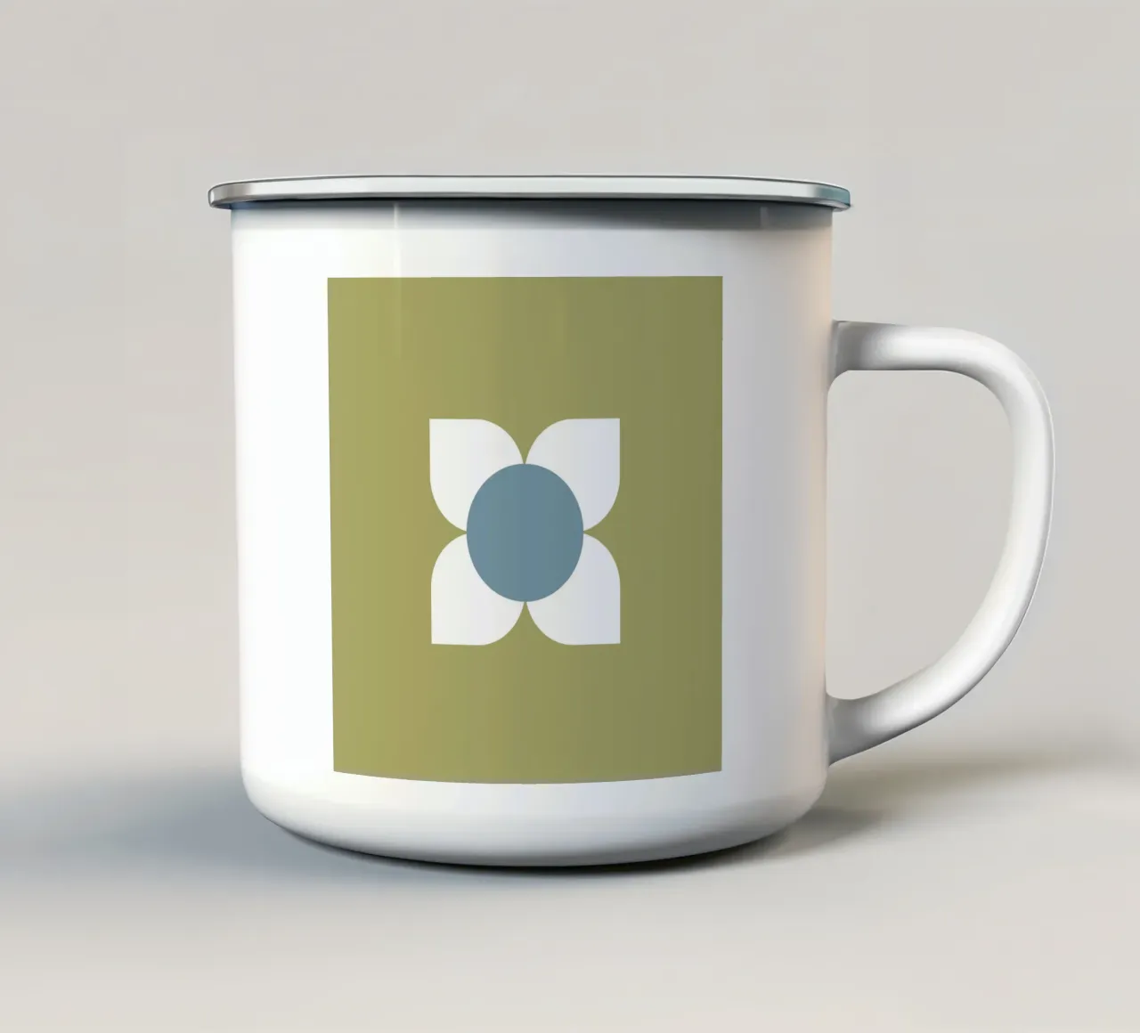 Sage Bloom Harmony - Floreale geometrico moderno di metà secolo tazza in smalto da susanacosta