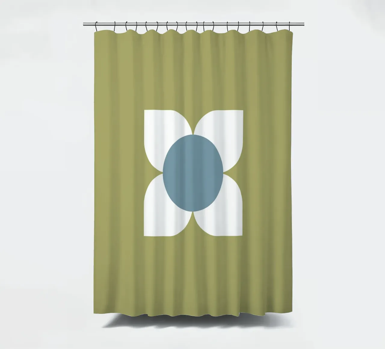 Sage Bloom Harmony - Floreale geometrico moderno di metà secolo tenda da doccia da susanacosta