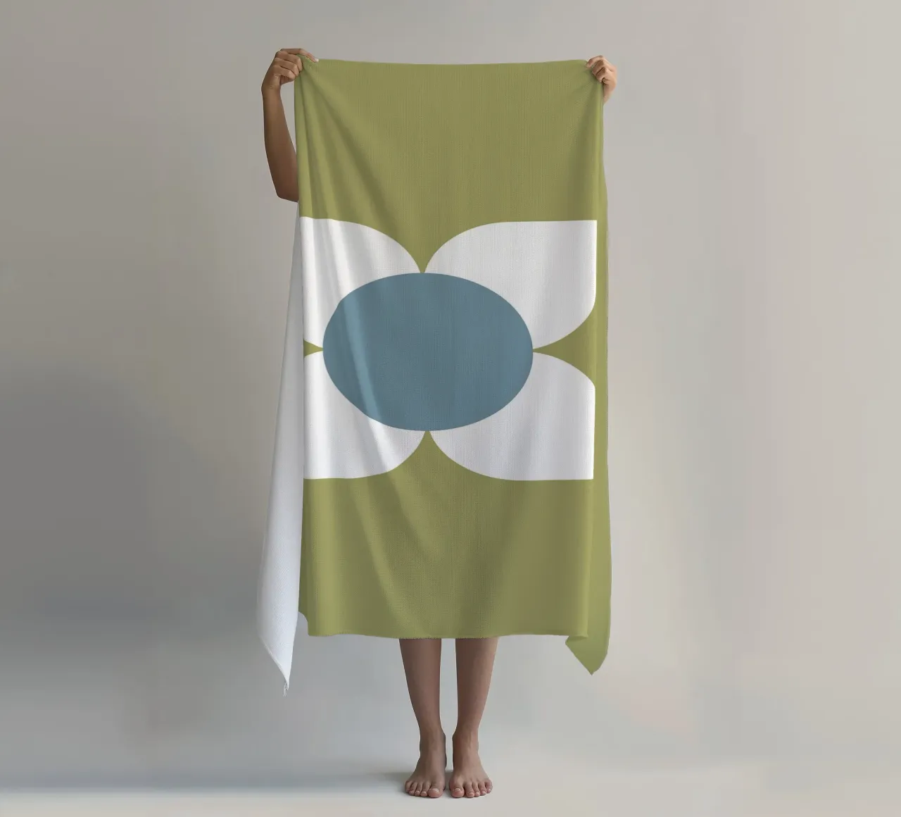 Sage Bloom Harmony - Floreale geometrico moderno di metà secolo telo mare da susanacosta