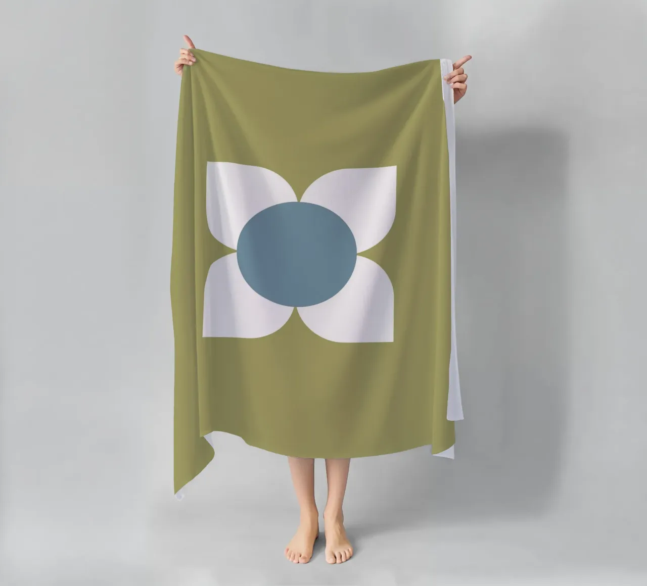 Sage Bloom Harmony - Floreale geometrico moderno di metà secolo telo mare da susanacosta