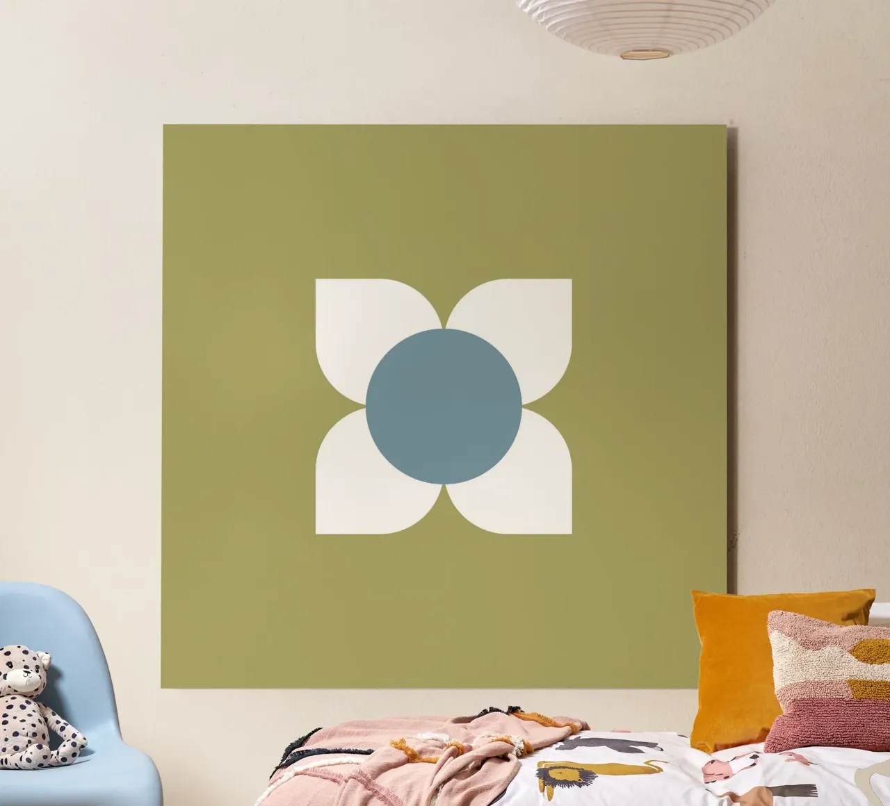 Sage Bloom Harmony - Floreale geometrico moderno di metà secolo alluminio dibond da susanacosta