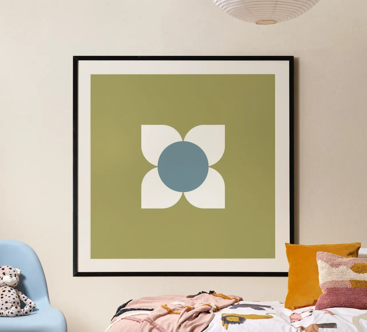 Sage Bloom Harmony - Floreale geometrico moderno di metà secolo carta hahnemühle da susanacosta