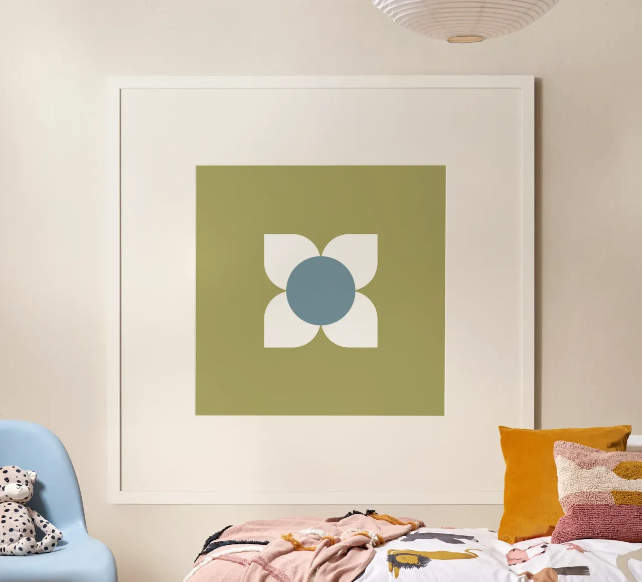 Sage Bloom Harmony - Floreale geometrico moderno di metà secolo carta hahnemühle da susanacosta