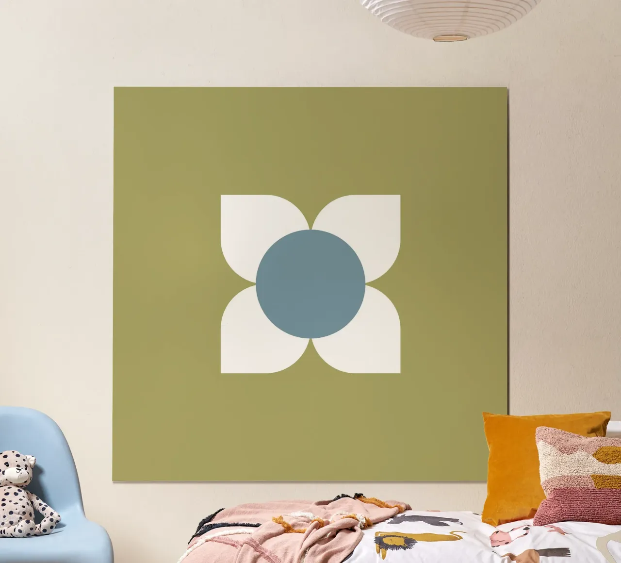 Sage Bloom Harmony - Floreale geometrico moderno di metà secolo carta hahnemühle da susanacosta
