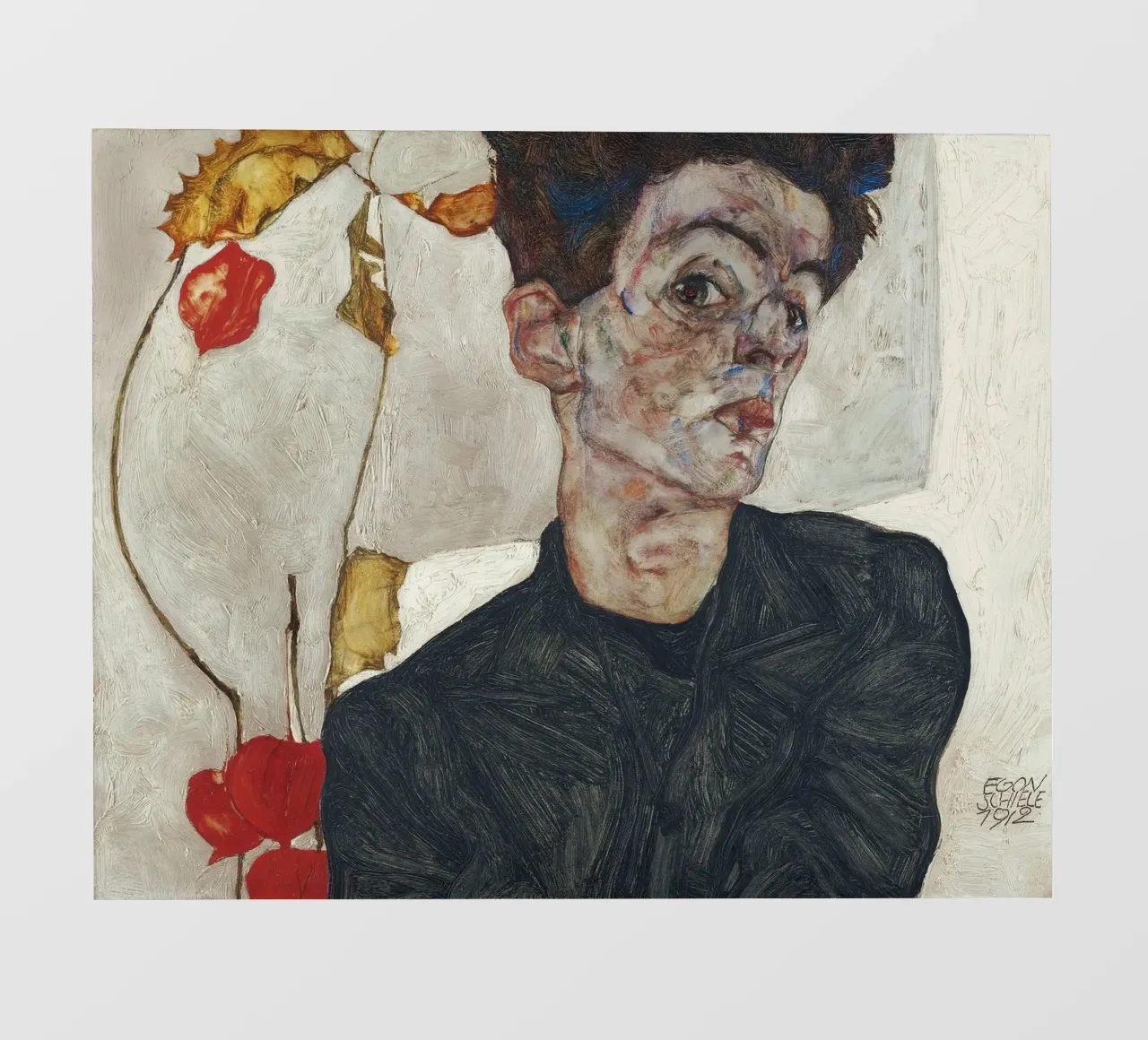 Egon Schiele - Autoritratto con Physalis telo in pvc da Timeless Artworks