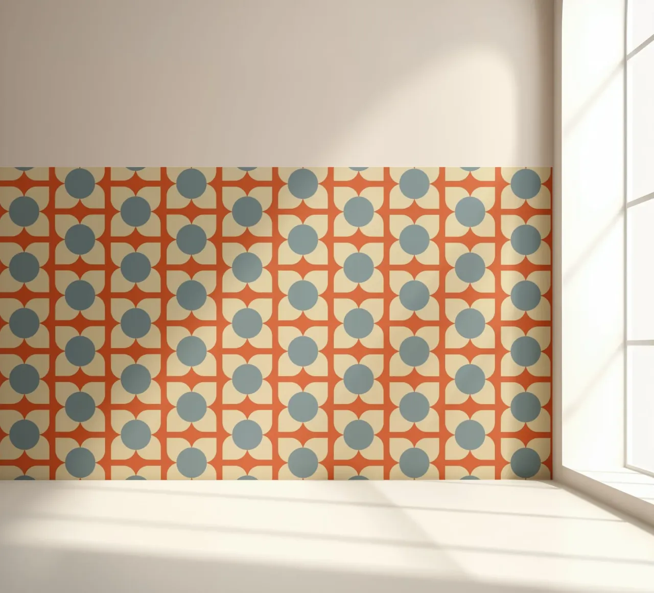 Retro Bloom Radiance - Mid Century Modern Geometric Floral photo wallpaper by susanacosta