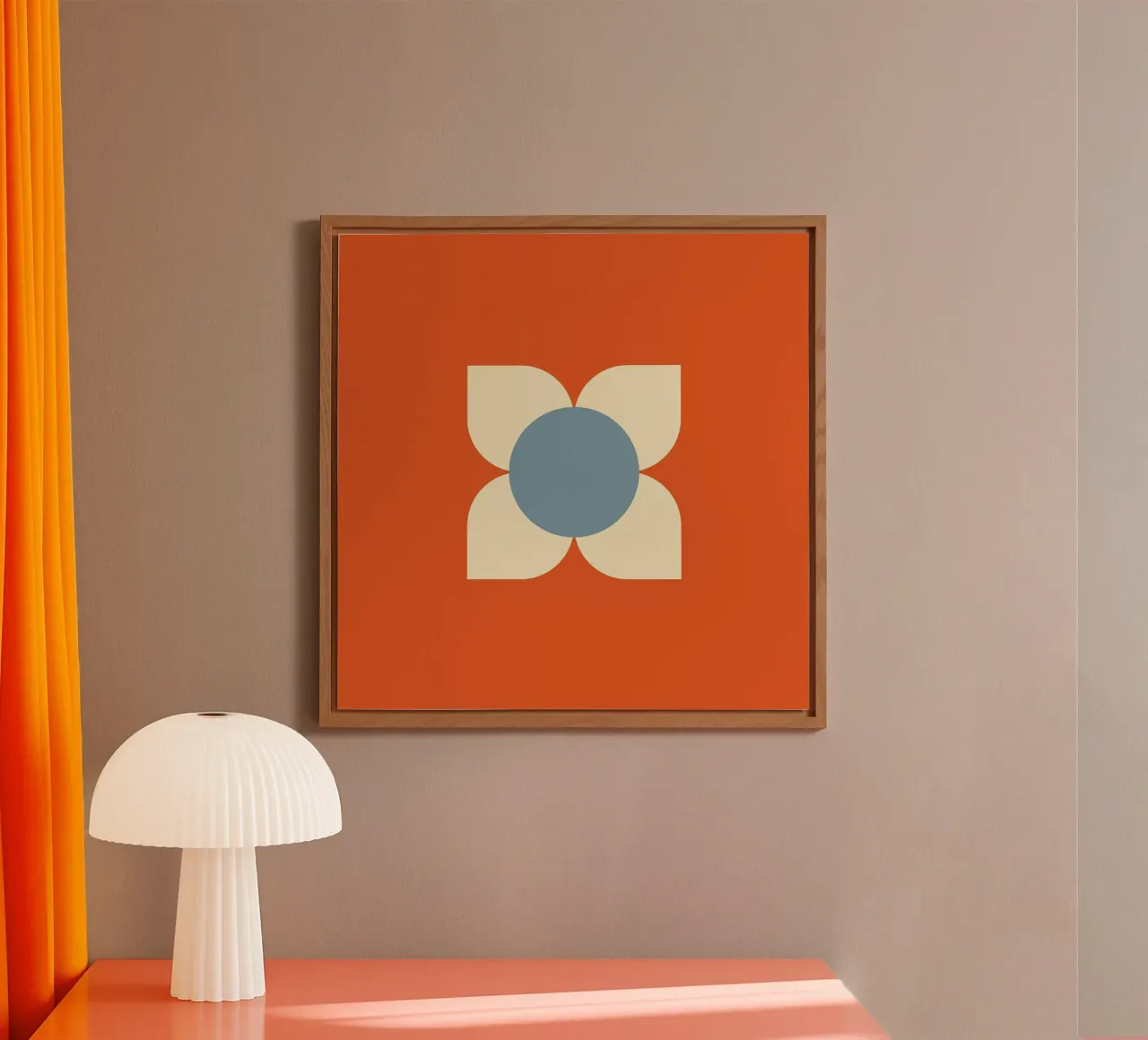 Retro Bloom Radiance - Floreale geometrico moderno di metà secolo alluminio dibond da susanacosta