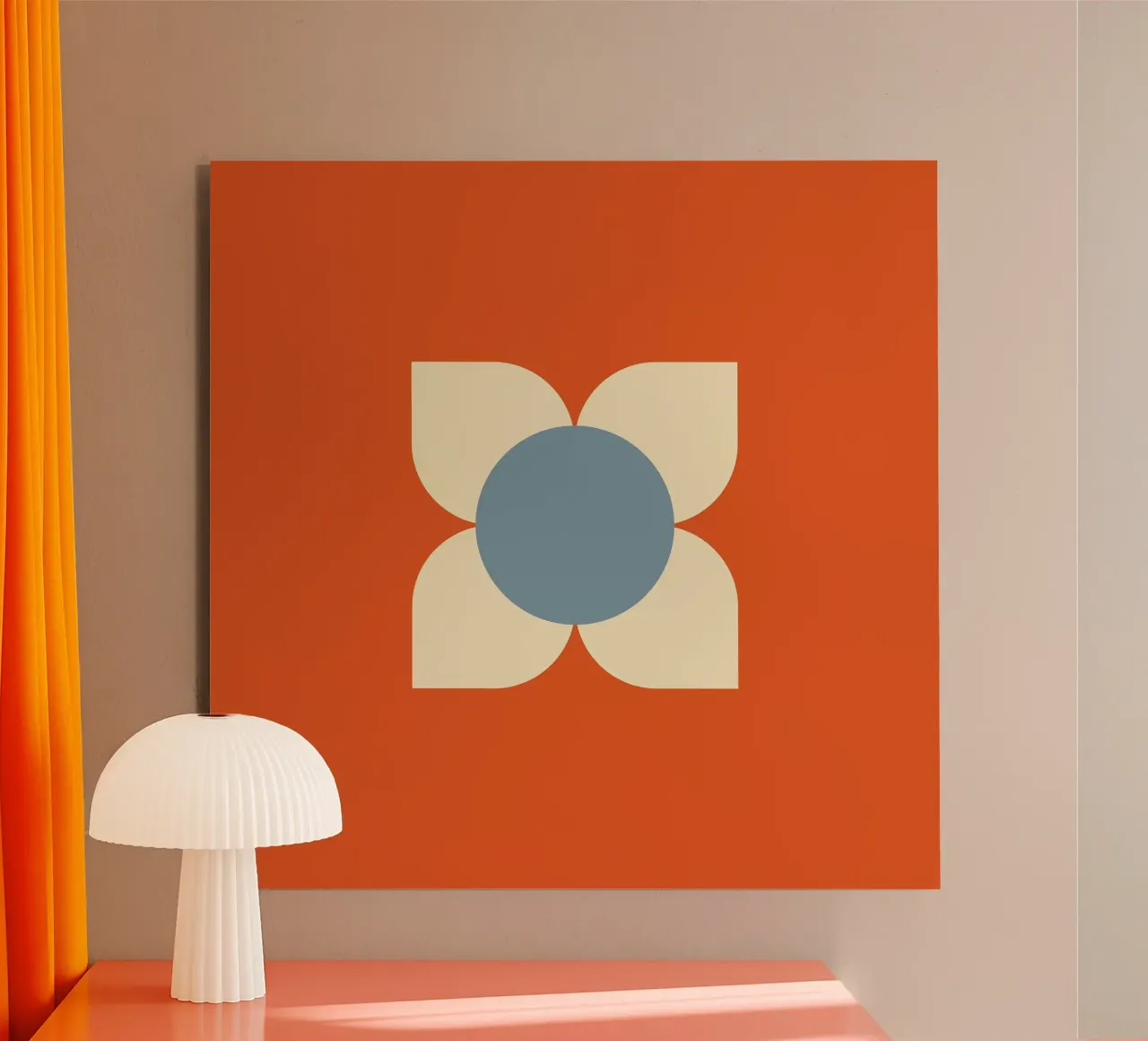 Retro Bloom Radiance - Floreale geometrico moderno di metà secolo alluminio dibond da susanacosta