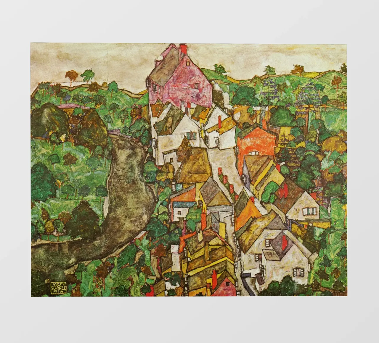 Egon Schiele - Paesaggio a Krumau pellicola backlit da Timeless Artworks
