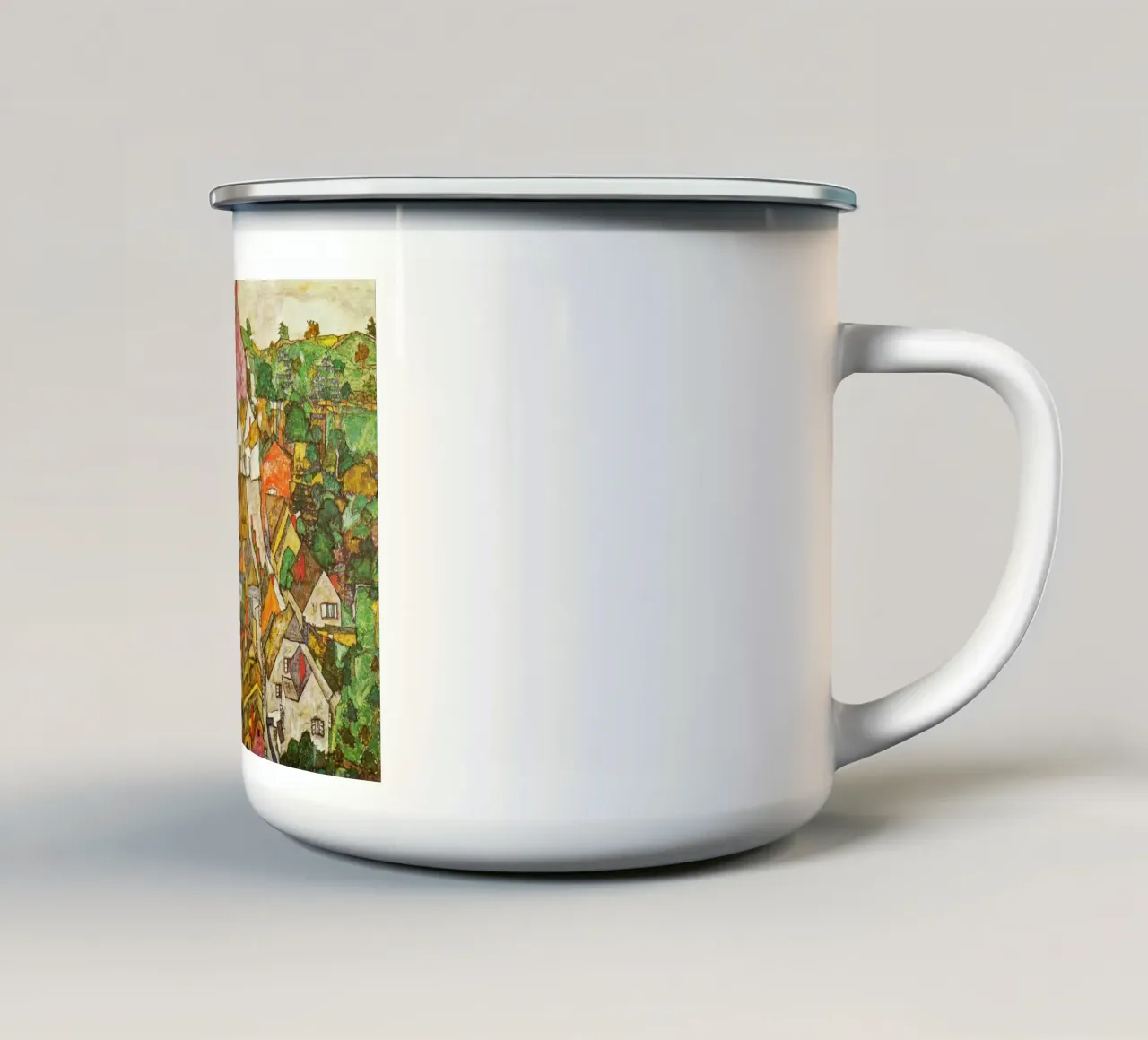 Egon Schiele - Paesaggio a Krumau tazza in smalto da Timeless Artworks