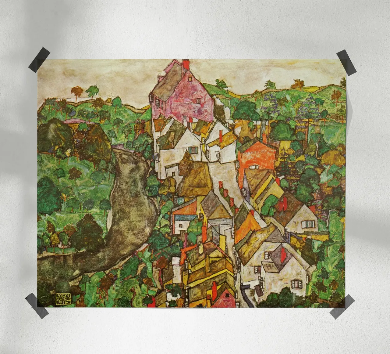 Egon Schiele - Landscape at Krumau hahnemühle by Timeless Artworks