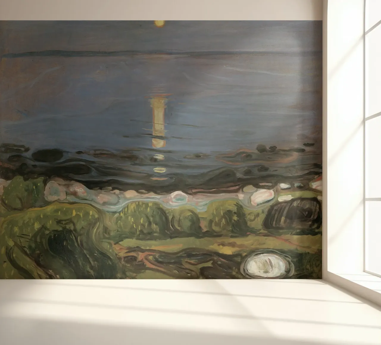 Edvard Munch - Zomernacht aan het strand fotobehang van Timeless Artworks