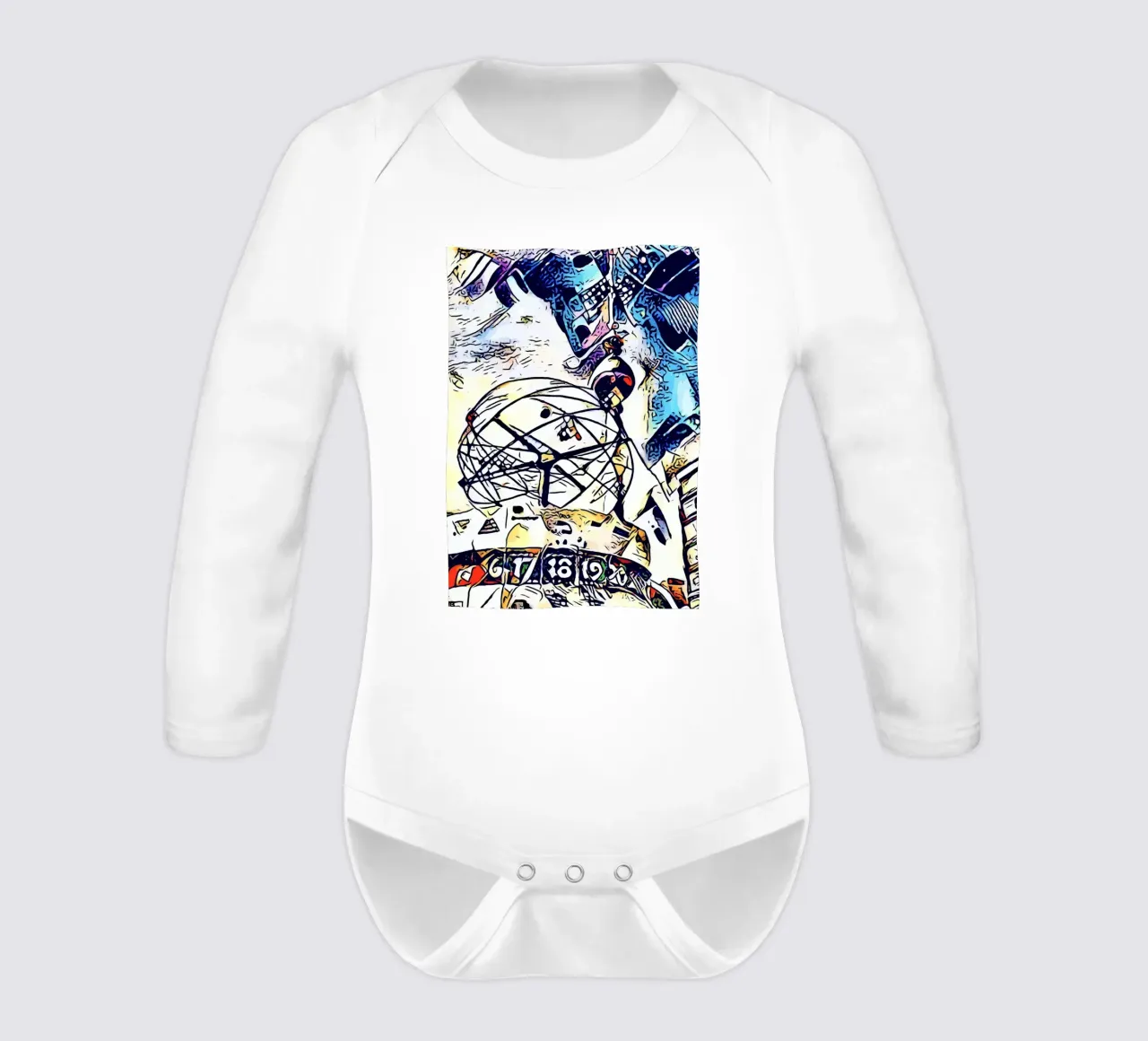 Kandinsky meets Berlin #3 long-sleeve baby romper by ZAMART