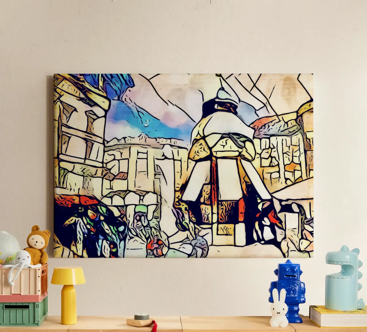 Kandinsky ontmoet Kopenhagen #5 canvas met Baklijst van ZAMART