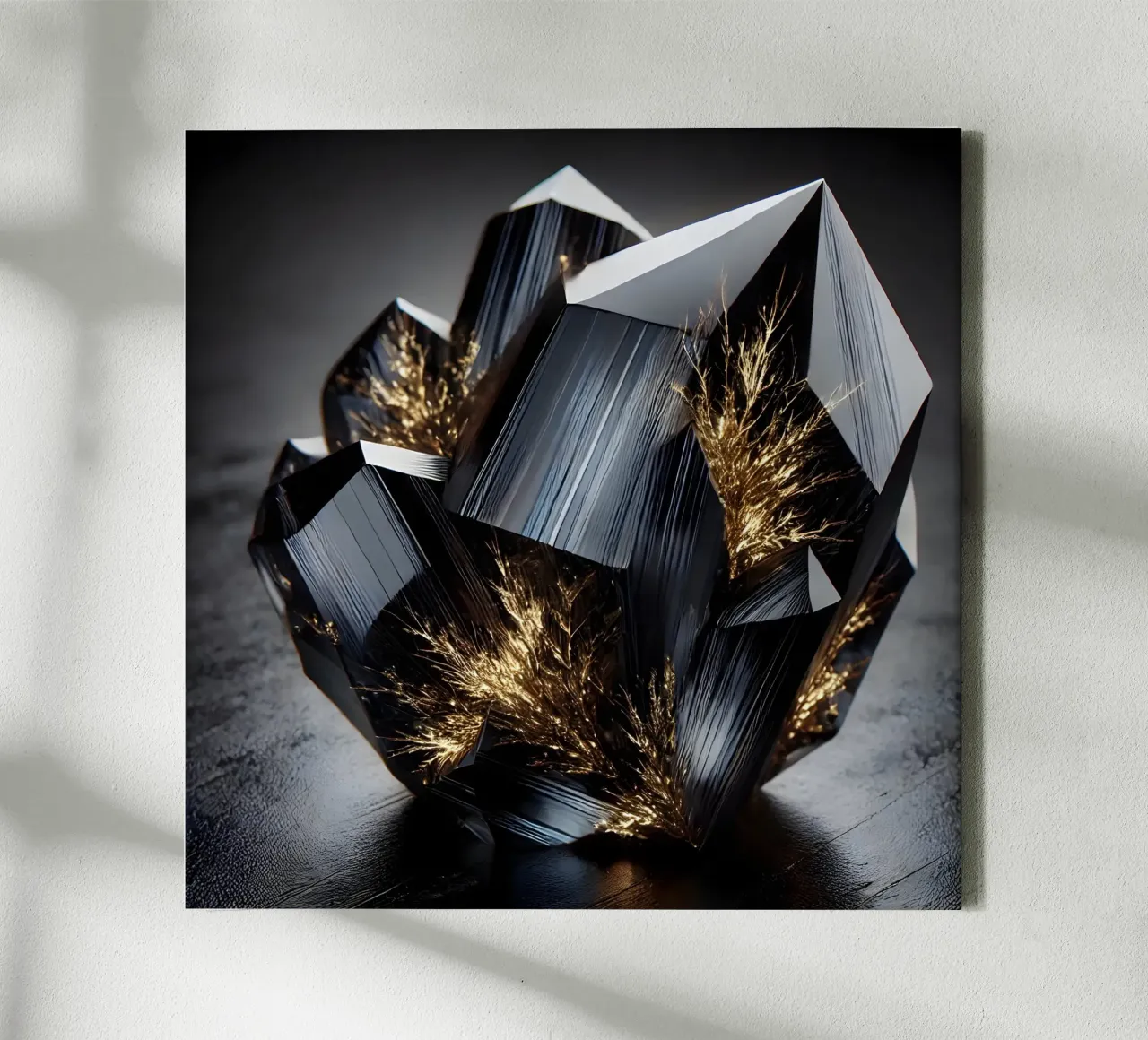 Cristal futurista con luz dorada lienzo de scHio
