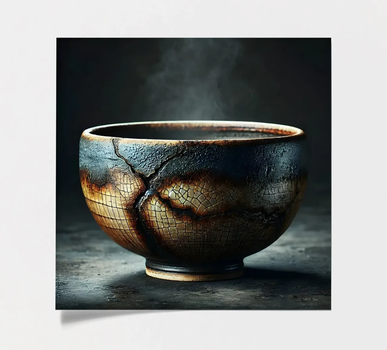 Artistic ceramic bowls with unique Raku glaze sticker sheet by scHio