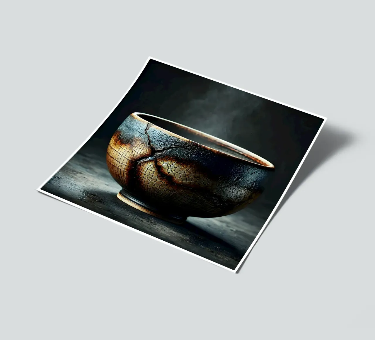 Artistic ceramic bowls with unique Raku glaze sticker sheet by scHio