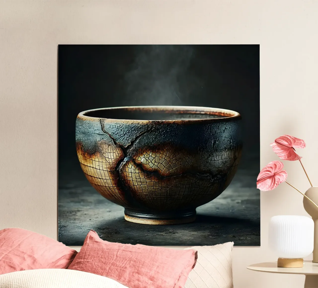 Ciotole artistiche in ceramica con smalto Raku unico nel suo genere carta hahnemühle da scHio