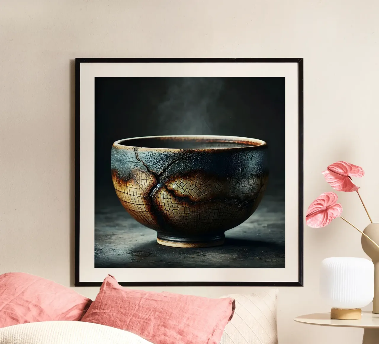 Ciotole artistiche in ceramica con smalto Raku unico nel suo genere carta hahnemühle da scHio