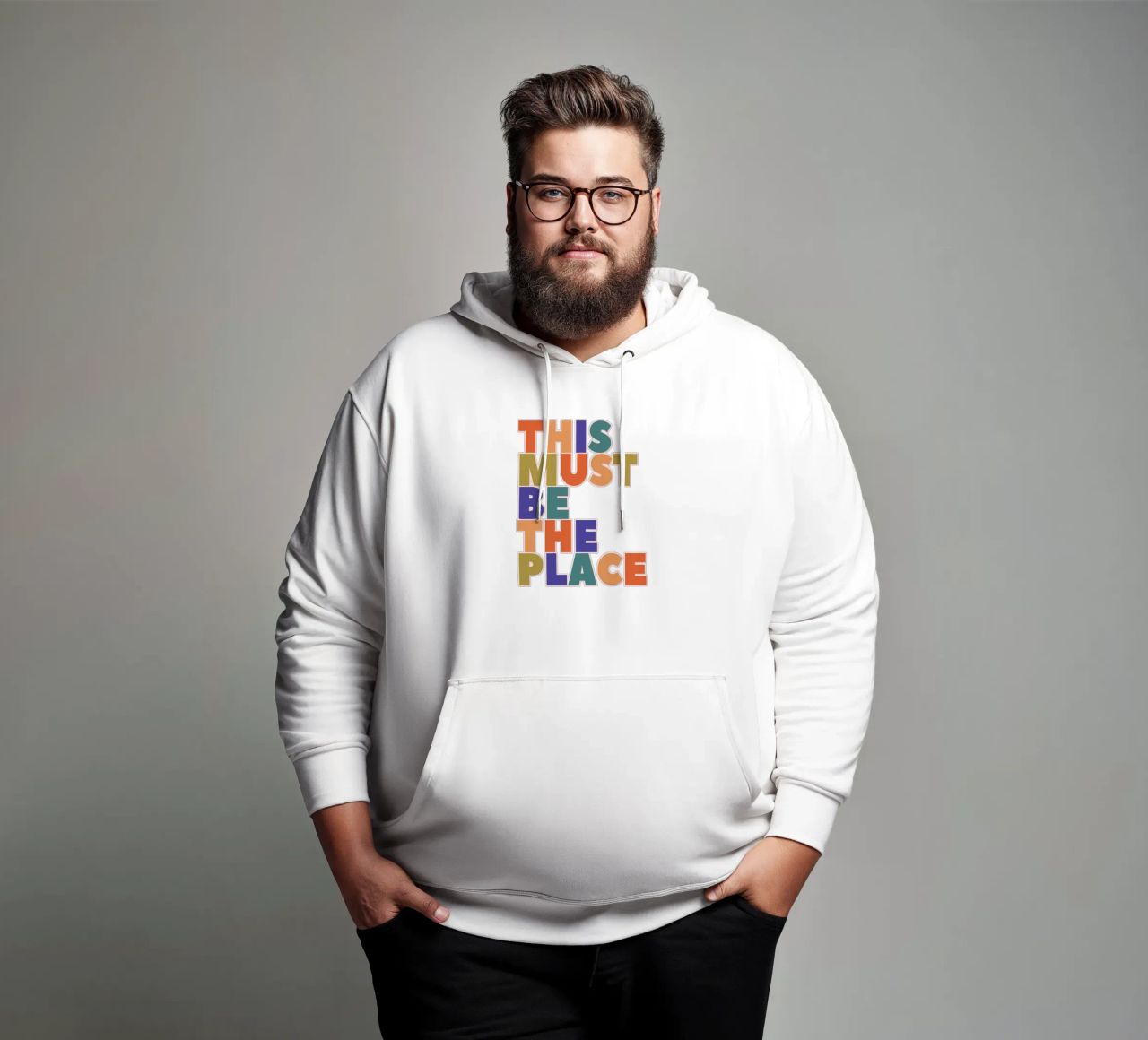 This Must Be The Place – Retro Chunky Typography Print sweat à capuche de showmemars